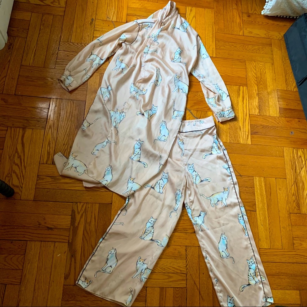 Zara 2 piece pink cat set